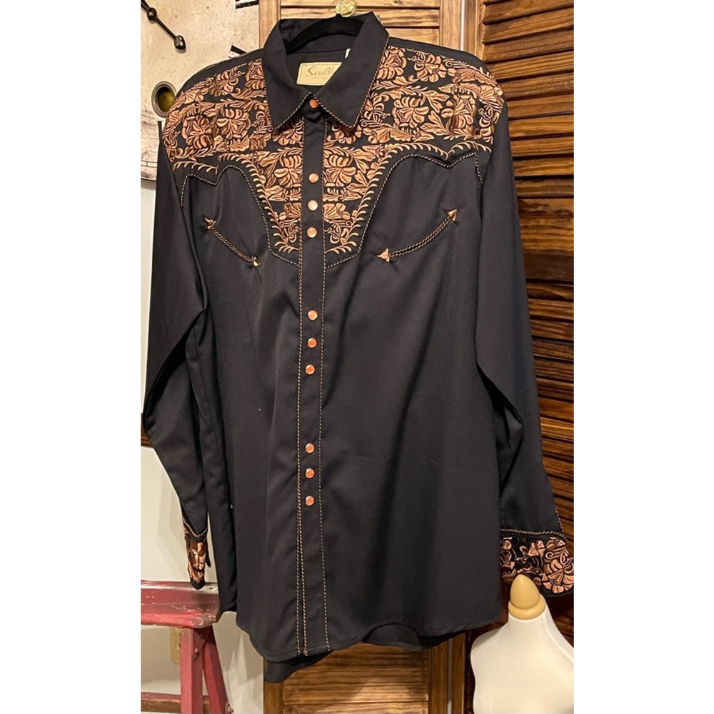 Men's Scully Western Shirt, XL, Black